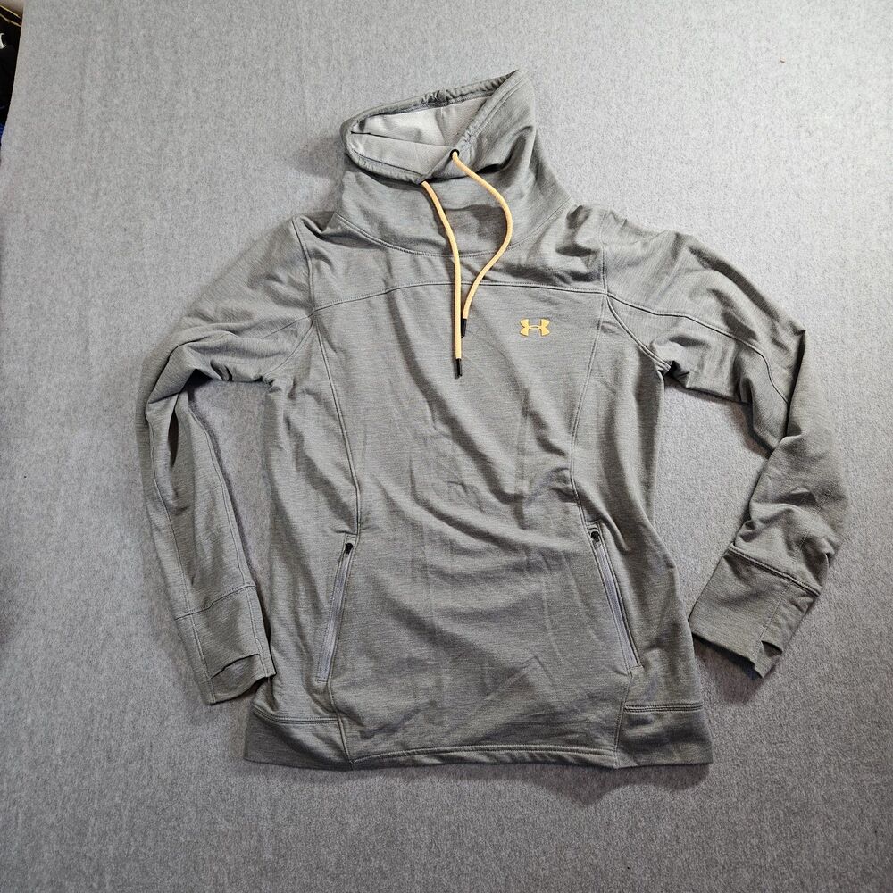 Under Armour tunnel neck gray sweatshirt Large Pullover Drawstring Pockets